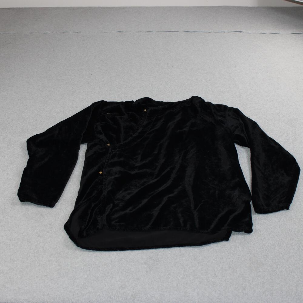 Velvet Shirt Women Large Black Button Gold Button Costume Cosplay Lagenlook Boho